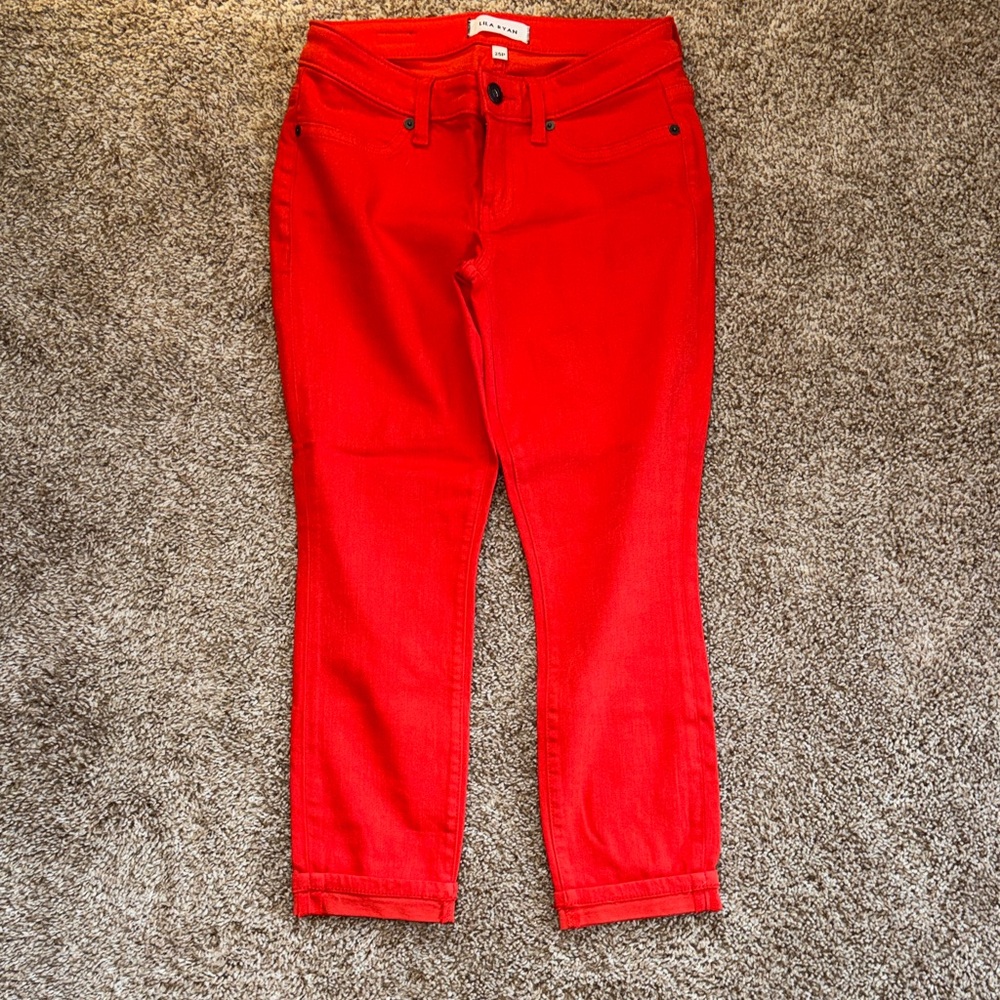 LILA RYAN Vibrant Red Ankle Jeans